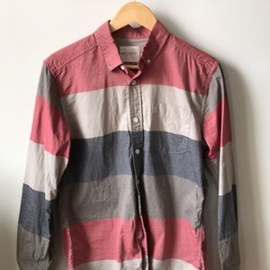 Saturdays NYC Red/Gray Striped Button-Down M